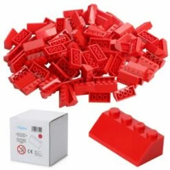 Siku-Shop 16 Katara 100 Rote Bausteine In Dachform, Sluban, Papimax, Q-Bricks Und Mehr Steckbausteine