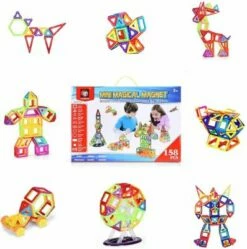 COSTWAY® Magnetspielzeug 158 Teile Magnetische Bausteine