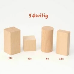 LEO & EMMA Holzspielzeug Öko Holzbausteine 54teilig In Schönem Baumwollbeutel -Siku-Shop 24097788 04