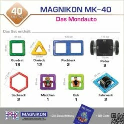 MAGNIKON Magnetische Bausteine “Das Mondauto” - Magnetbau-Set 40-teilig, Magnetbausteine, Ideal Als Konstruktionsspielzeug Zur Förderung Von Kreativität & Motorik, Spielzeug Für Kinder Ab 3 Jahre -Siku-Shop 26578555 03