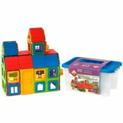 MAGNIKON Magnetische Bausteine MK-84, Magnetbau-Set "Das Schloss", 84-Teilig, Standardgröße, Konstruktion Blöcke