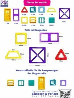 MAGNIKON Magnetische Bausteine MK-84, Magnetbau-Set "Das Schloss", 84-Teilig, Standardgröße, Konstruktion Blöcke -Siku-Shop 26669003 04