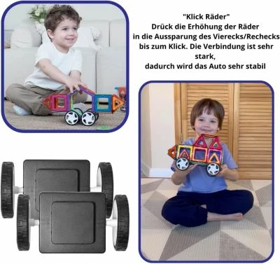MAGNIKON 2 Stück Magnet Click-Räder Für Magnetische Bausteine, Ergänzungsset, Zusatzteile, Standardgröße 5 MAGNIKON 2 Stück Magnet Click-Räder Für Magnetische Bausteine, Ergänzungsset, Zusatzteile, Standardgröße – Bild 3