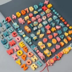 Enbaoxin Threading Perlen Spiel Pädagogisches Spielzeug Für Baby Kinder Kinder Cartoon Tiere Obst Anzahl Brief Holz Spielzeug Bespannen -Siku-Shop 30437225 03