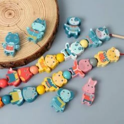 Enbaoxin Threading Perlen Spiel Pädagogisches Spielzeug Für Baby Kinder Kinder Cartoon Tiere Obst Anzahl Brief Holz Spielzeug Bespannen -Siku-Shop 30437225 04
