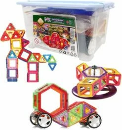 MAGNIKON Magnetische Bausteine “Der Baumeister” - Magnetbau-Set 118-teilig, Magnetbausteine, Ideal Als Konstruktionsspielzeug Zur Förderung Von Kreativität & Motorik, Spielzeug Für Kinder Ab 3 Jahre